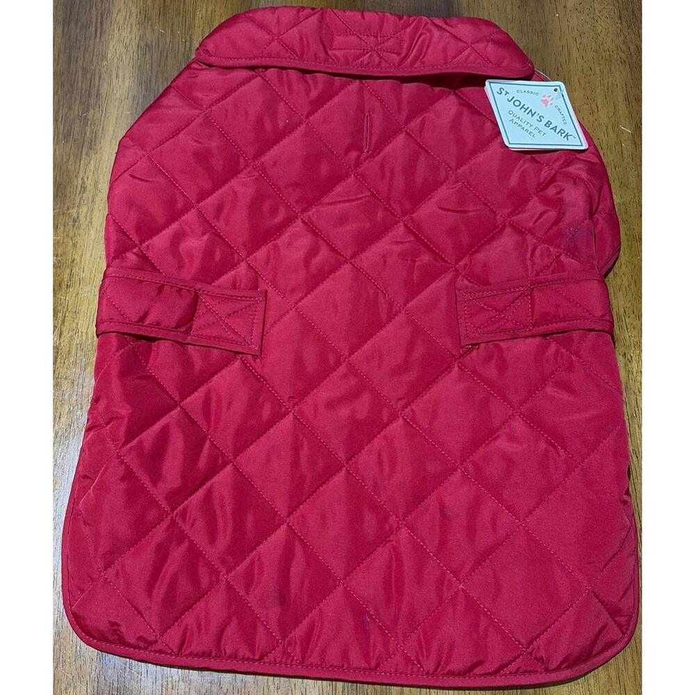 Red Quilted Dog Coat/Jacket w/ Collar Open Polyester Warm Winter Apparel Size L